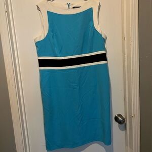 Elegant Blue and White Sleeveless Dress